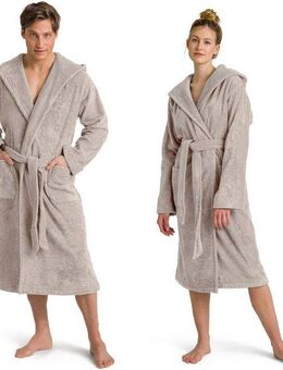 Möve Unisex-Bademantel Superwuschel Kapuze, ideal für Sauna & Spa, Hotelbademantel, Langform, Walkfrottee, Kapuze, Gürtel, in Uni