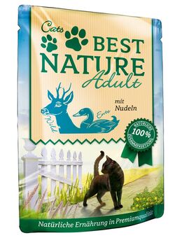 Sparpaket Best Nature Cat Adult 32 x 85 g - Wild, Ente & Nudeln
