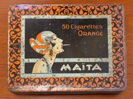 Maita Orange antike Blechdose 50 Zigaretten selten flache Version - Köln