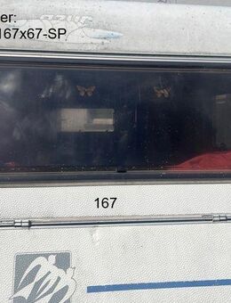 Knaus Azur Wohnwagenfenster ca 167 x 67 BUG Birkholz D2198 PMMA zB 590 ca Bj 98/99 gebr., Sonderpreis (Rand verblasst, Kratzer, wirkt stumpf) - Schotten Zentrum