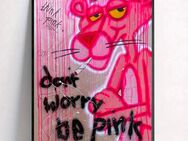 Rosaroter Panther „don‘t worry be pink“ Wandbild Leinwand Poster Vintage Pop art - Schweinfurt