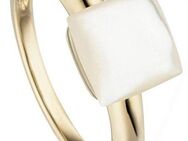 JOBO Fingerring Ring mit Perlmutt-Einlage, 925 Silber vergoldet