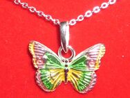 1 farbiges Schmetterling-Set mit Ankerkette 40 / 38 cm, Sterling Silber 925 - Essen