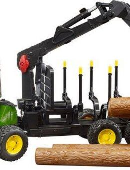 Bruder® Spielzeug-Traktor John Deere 1210E Rückezug m.Holzgreifer/Baumstämme (02133), Made in Europe
