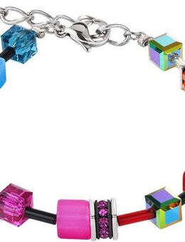 COEUR DE LION Armband Schmuck Edelstahl GeoCUBE® Iconic Würfelkette, 2838/30, Made in Germany - mit Swarovski® Kristall, Strassstein, Schmucksteinen