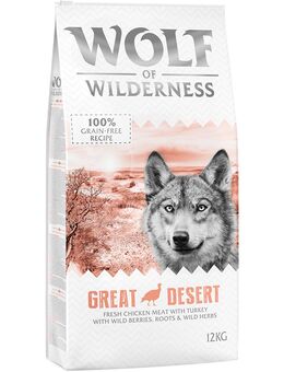 2 x 12 kg Wolf of Wilderness Trockenfutter - getreidefrei - Great Desert - Pute