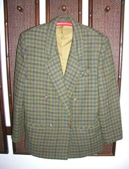 Karierter Blazer / Jacke. Grün / Blau. Größe 42. Schulterpolster. - Hamburg Wandsbek