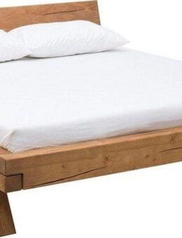 SalesFever Massivholzbett Eik Naturbelassenes Bett, Landhaus-Charme trifft auf rustikales Balkenbett