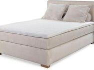 Jockenhöfer Gruppe Boxspringbett Romy erhältlich in 140 & 180cm Breite, Cordstoff, 7-Zonen-TTFK-Matratze, KS-Topper, Echtholzfüße