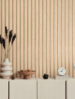 A.S. Création Vliestapete 50 Jahre AS Holzpaneele Tapete Holzoptik mit Metallic-Effekt 3D, strukturiert, leicht glänzend, (1 St), Vliestapete Wandpaneele für Schlafzimmer Küche Wohnzimmer Holzpaneele