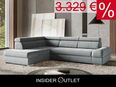 Ecksofa 270x213cm Samt Silber Grau Schlaffunktion PUR-Schaum in 50827