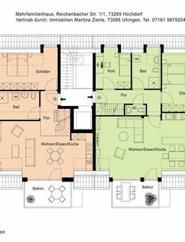 Neubauprojekt in Hochdorf, 3-Zi.-Maisonnettewhg., 1.+2.DG, 2 Balkone, KfW55, Aufzug, Tiefgarage! - Hochdorf (Regierungsbezirk Stuttgart)