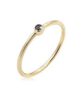 Elli DIAMONDS Verlobungsring Solitär Schwarzer Diamant (0.03 ct) 375er Gelbgold