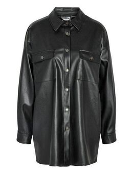 Noisy may Hemdbluse NMFLANNY L/S OVERSIZE PU SHIRT NOOS aus Lederimitat