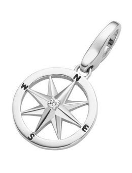 GIORGIO MARTELLO MILANO Charm-Einhänger Kompass mit Zirkonia, Silber 925