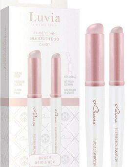 Luvia Cosmetics Kosmetikpinsel-Set Silk Brush Duo Candy, 2 tlg., Silikonpinsel für alle Texturen, saugt kein Produkt auf.