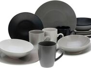CreaTable Kombiservice Geschirr-Set Manhattan (16-tlg), 4 Personen, Steinzeug, Service, Moderne Coupeform, 16 Teile, für 4 Personen