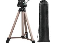 Hama Dreibeinstativ für Foto und Videokameras, 3D 3-Wege Stativkopf, beige Dreibeinstativ (3 fach ausziehbar von 42,5 bis 125 cm, Schnellwechselplatte)