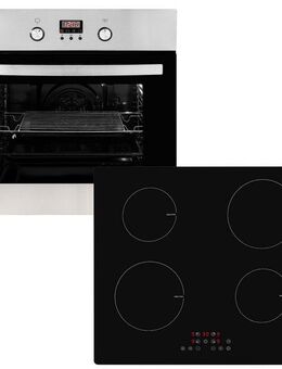 exquisit Backofen-Set BAKO65601H, autark einbaubar-Ofen mit Heißluft,Kochfeld mit Sensorbedienung