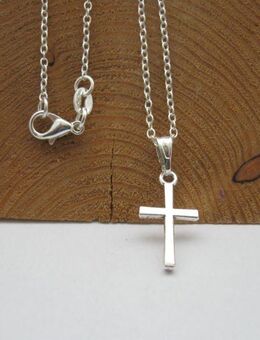 ☝️☝️☝️ Halskette, 925 Silber plat..+ Anhänger Kreuz, 17 x 10 mm, NEU⭐⭐⭐⭐⭐ - Gersthofen