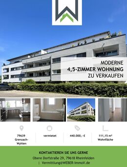 Moderne 4,5-Zimmer-Wohnung mit Stil und Komfort in zentraler Lage - Grenzach-Wyhlen