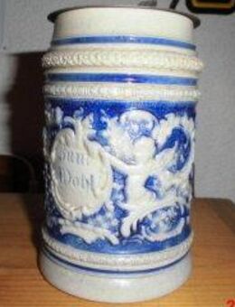 Bier Krug Relief Engel Kobalt Zinndeckel Alt - Bottrop