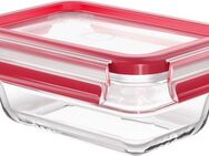 Emsa Aufbewahrungsbecher Clip & Close Glas, Glas, Polyprophylen (PP), (2-tlg), 0,45 Liter, rechteckig, Stapelkante, backofengeeignet, auslaufsicher