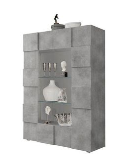 INOSIGN Vitrine Dama Höhe 166 cm, Breite 121 cm, Stauraumvitrine mit 2 Türen, Standvitrine - Front in 3D-Optik, viel Stauraum, verschiedene Farben