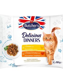 Butcher's Delicious Dinners Katze 32 x 100 g - Mix: Huhn, Huhn & Truthahn