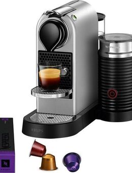 NESPRESSO Kapselmaschine XN761B CitiZ & Milk von Krups, inkl. Aeroccino Milchaufschäumer, Willkommenspaket mit 14 Kapseln