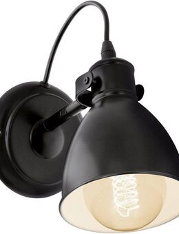 EGLO Wandleuchte PRIDDY Wandlampe, Stahl, schwarz, E27, Industrial, ohne Leuchtmittel, Wohnzimmerlampe, Esszimmerlampe, 1 flammig, Retro, Vintage, 21,5x20cm