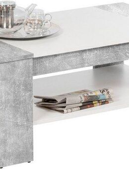 Stolkom Sp.z.o.o. Couchtisch Finley mit Ablageboden, Eiche Sonoma Weiß, BxHxT 100x44x58 cm (Couchtisch, OTTOs Choice), Schubladenfront mit Lamellen-Optik, Couchtisch rollbar