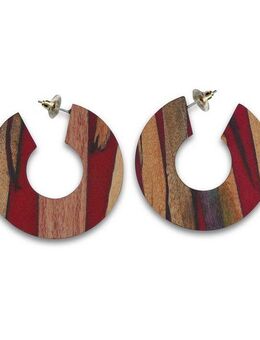 Steuer Paar Creolen Holz Acryl rot