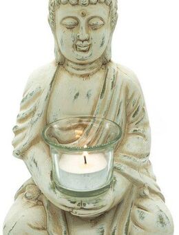 NOOR LIVING Teelichthalter Buddha (1 St), aus Terrakotta, Höhe ca. 24 cm