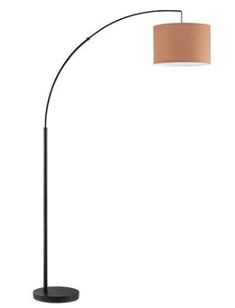 OTTO home Stehlampe Stellan, Ein-/Ausschalter, ohne Leuchtmittel, Bogenlampe Textilschirm Stoff Ø 36cm, E27, Fußschalter, Bogenleuchte