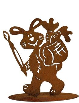 Lustiger Osterhase mit Pinsel Edelrost - Kraftisried