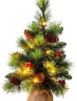 näve LED-Leuchtzweig LED-Weihnachtsbaum mit Beeren und Tannenzapfen, H.45cm, Weihnachtsdeko, Timer