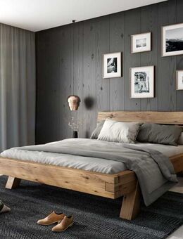 Bett Heinrich 140 x 200 cm Eiche Rustic massiv geölt HEI-140 - Kirchlengern