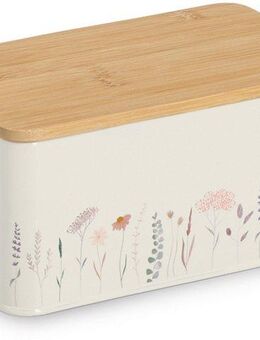 Zeller Present Vorratsdose m. Bambusdeckel "Flowers", Bambus, Metall, (1-tlg), Moderne Materialkombination, 1650 ml