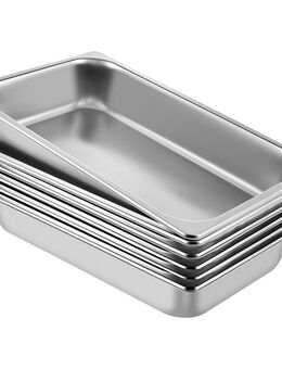 Edelstahl Behälter 6 Stk. Speisebehälter Essens Behälter mit Deckel, Antihaft Teller, 537 x 330 x 90 mm kommerzieller Warmhaltebehälter für Speisen, Torten, Catering Imbiss Restaurant Gastro Hotel - Wuppertal