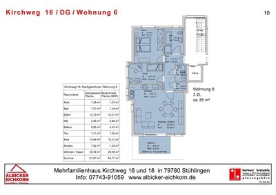 3 Zi. DG mit Balkon ca. 85 m²-Wohnung 6-Kirchweg 16-79780 Stühlingen