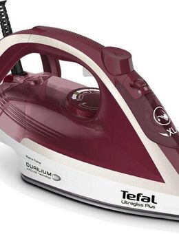Tefal Dampfbügeleisen Ultragliss Plus, 2800 Watt, Dampfstoß: 250 g/Min., kurze Aufheizzeit, 2800 W, Eco Mode, kratzfeste Bügelsohle, dunkelrot/silber, FV6810