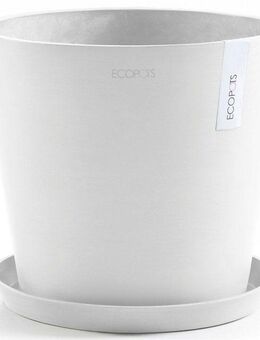 ECOPOTS Blumentopf Amsterdam 30 + Wassersystem Weißgrau, für innen und außen: frostsicher, bruchsicher und lichtbeständig