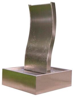 Ubbink Gartenbrunnen GENOVA in Wellenform aus gebürstetem Edelstahl, 40 cm Breite, Wasserbecken BxT: 60x60 cm