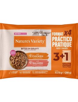 Sparpaket Nature's Variety Kitten Bites in Soße 44 x 70 g - mit Huhn & Lachs