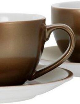 CreaTable Cappuccinotasse Golden Days, Steinzeug, 4-teilig, inkl. Untertasse