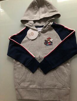 Jungen Sweatjacke Mario Kart Kapuze Taschen Design Grau Marinenblau Kinder Gr. 104 neu mit Etikett - Albstadt
