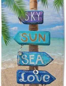 good morning Strandtuch Happy place, Velours (Packung, 1-St), Mikrofaser, 100x180, Schnelltrocknend, Sommer, Strand, Erwachsene