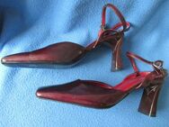 Original VINTAGE * Echt Lack- Leder * High Heels * Slingbacks * Sling Pumps * Schuhe "VENTURINI" Gr. 37,5- 38/ 4½ 4,5 * dunkel- wein- bordaux- rot * - Riedlingen