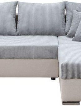 COLLECTION AB Ecksofa L-Form, Regalarmlehne mit LED RGB Beleuchtung,Bettfunktion und Bettkasten